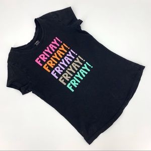 George Girl's Black Short Sleeve 'FRIYAY!' T-Shirt, XL (14 - 16)